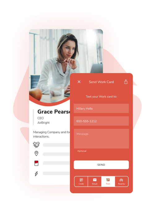 Send your digital business card via text message.