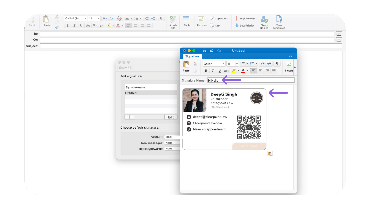 Microsoft Outlook desktop for Mac new signature window