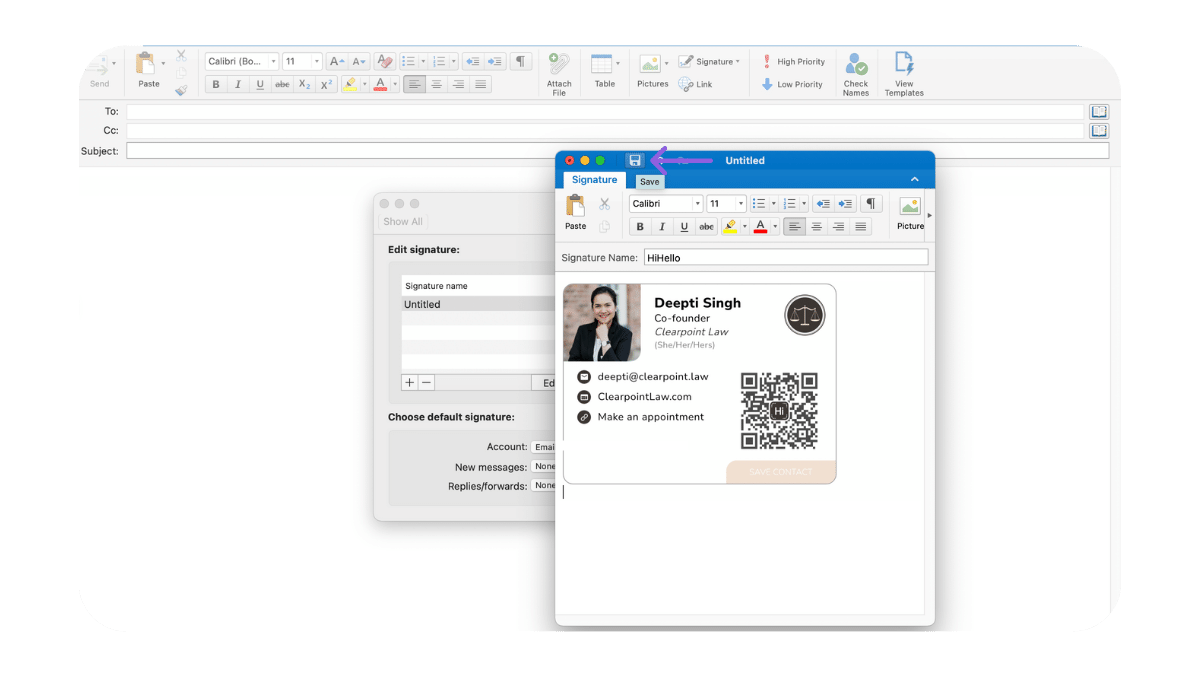 Microsoft Office desktop for Mac new signature window